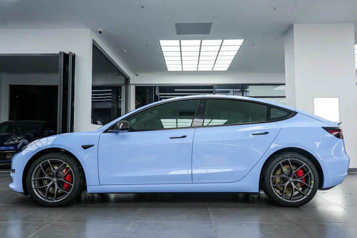 Tesla Model 3 Glossy Mist Blue Wrap