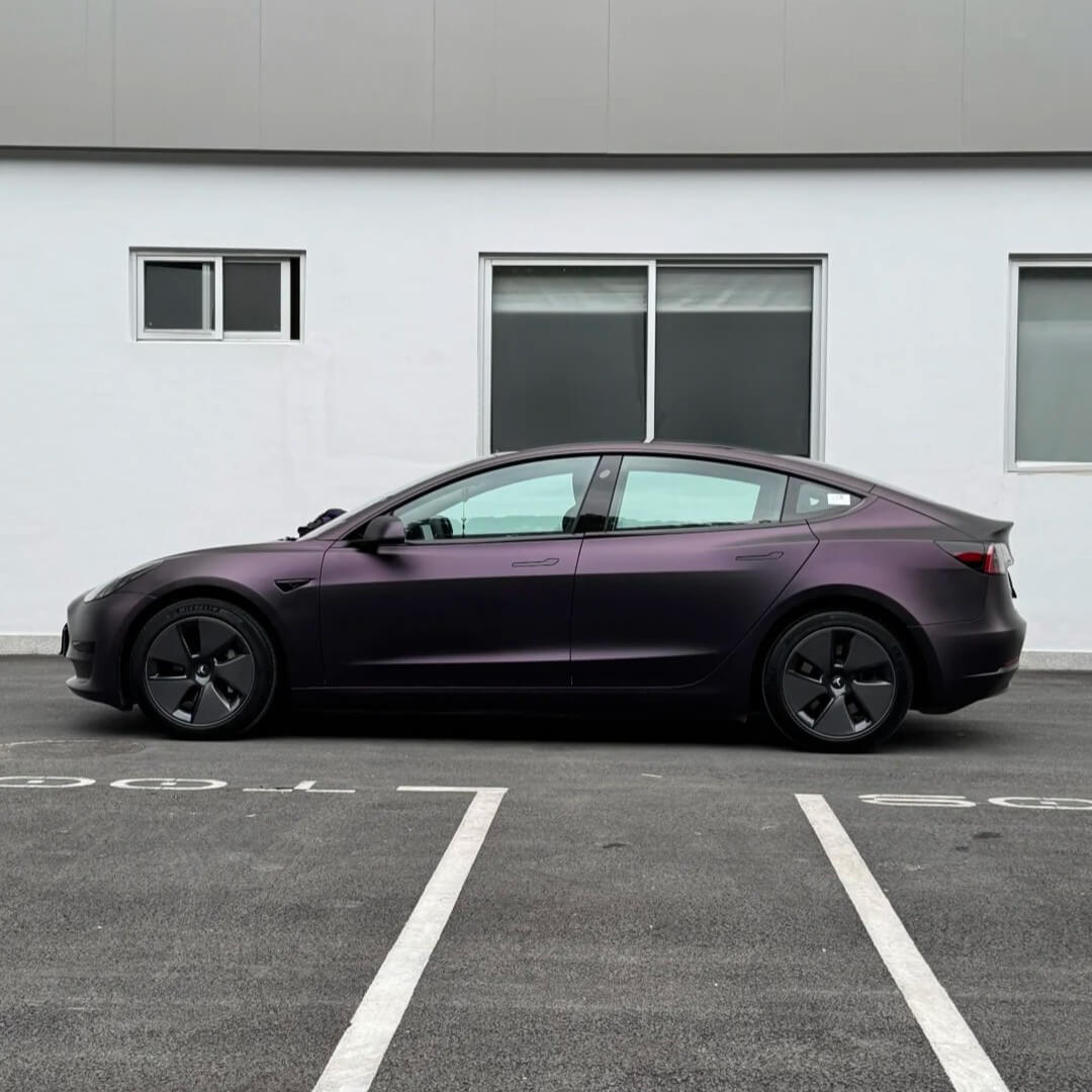 Satin Metallic Black Purple Wrap