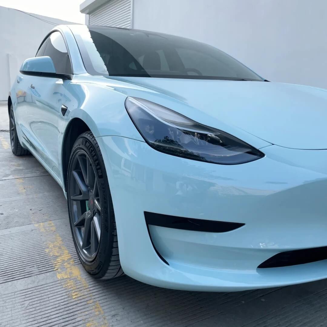 Tesla Model 3 Glossy Icy Blue Wrap