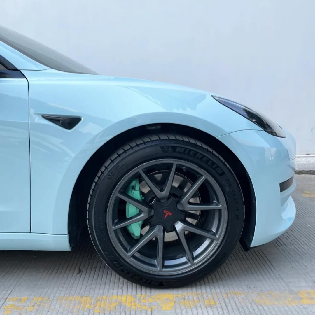 Tesla Model 3 Glossy Icy Blue Wrap
