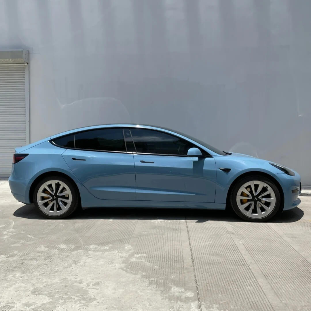 Tesla Model 3 Glossy China Blue Vinyl Wrap