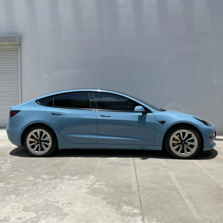 Tesla Model 3 Glossy China Blue Vinyl Wrap