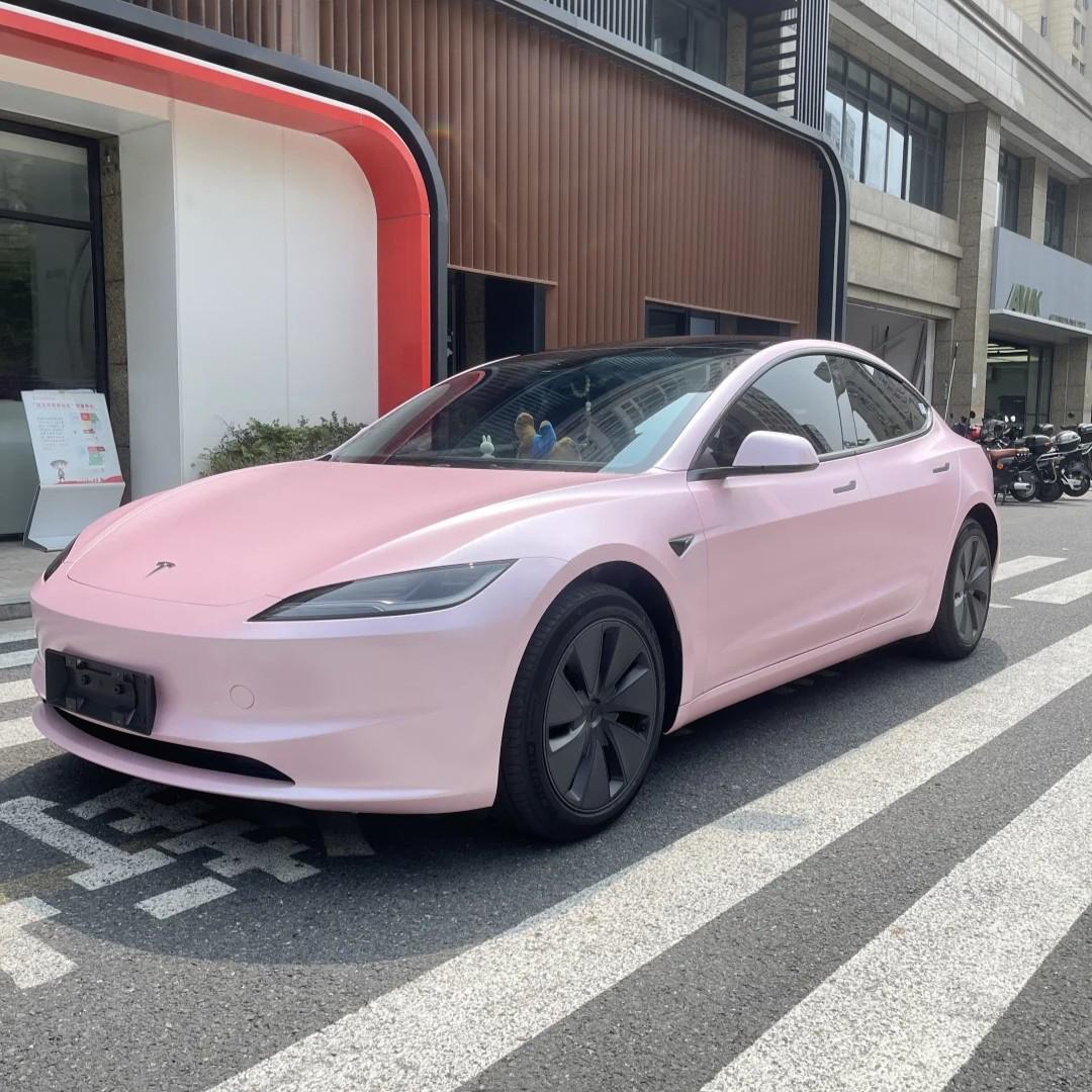 Tesla Model 3 Matte Metallic Baby Pink Wrap