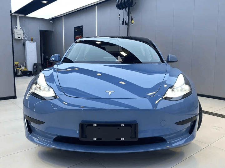 gray blue car wrap