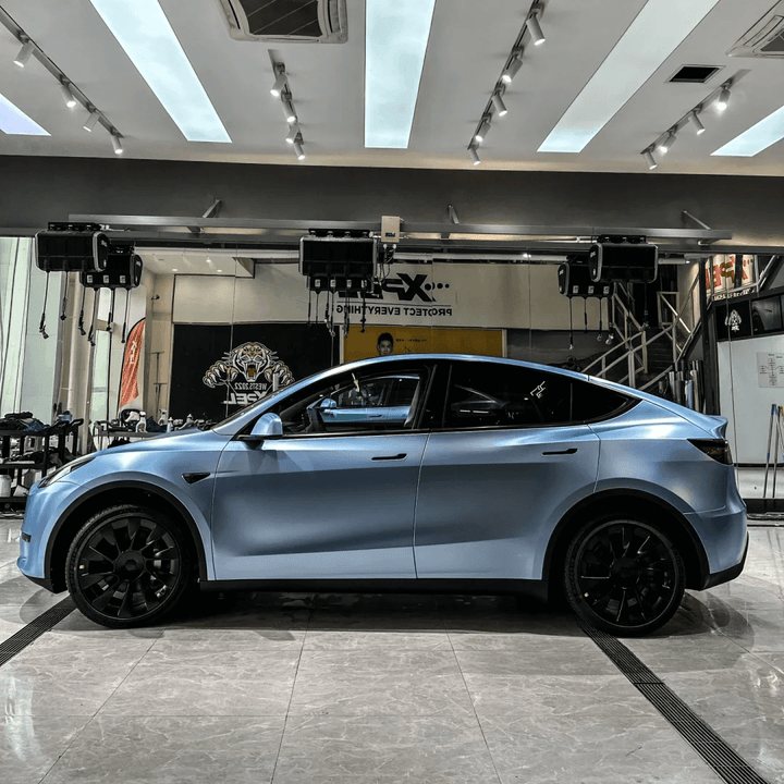 metallic slate blue car wrap