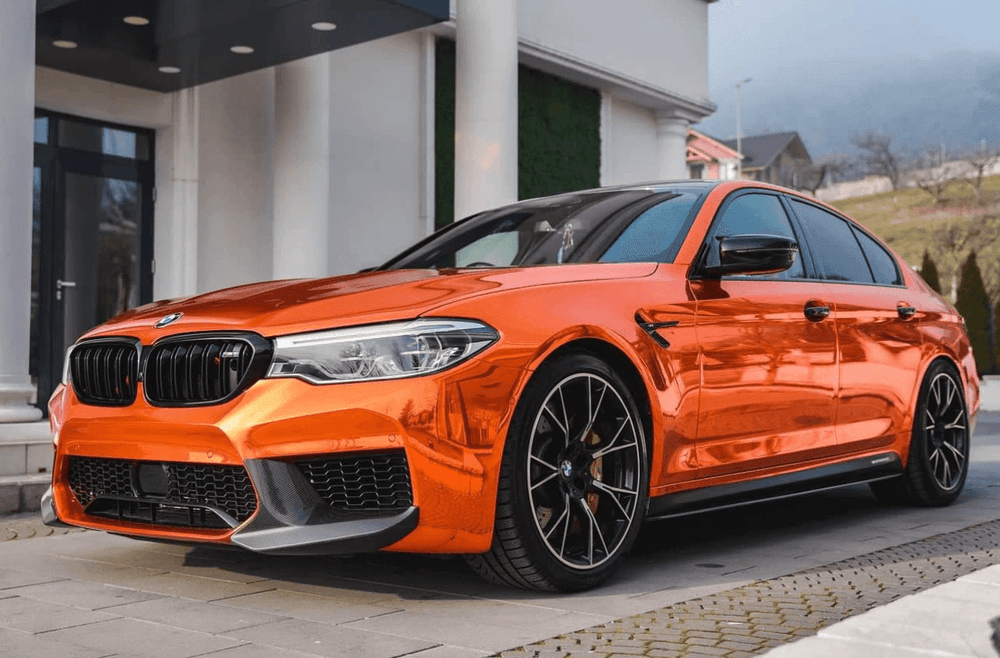 orange mirror car wrap