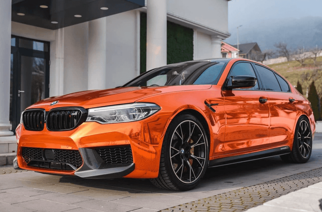 orange mirror car wrap