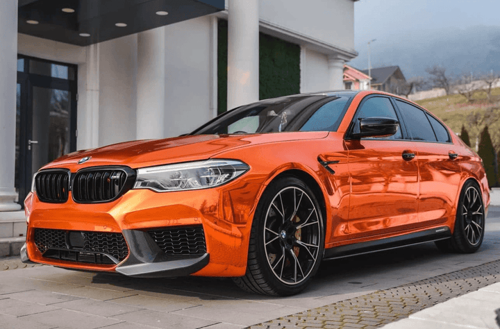 orange mirror car wrap