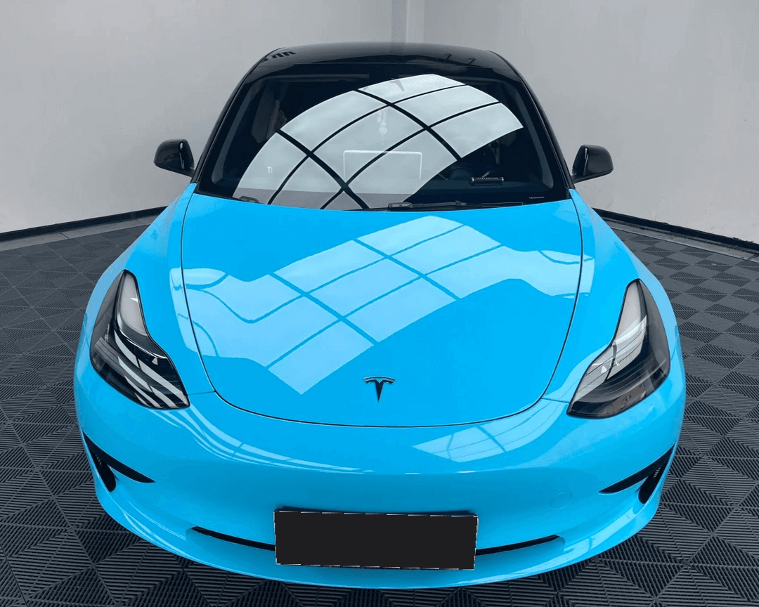 sky blue car wrap
