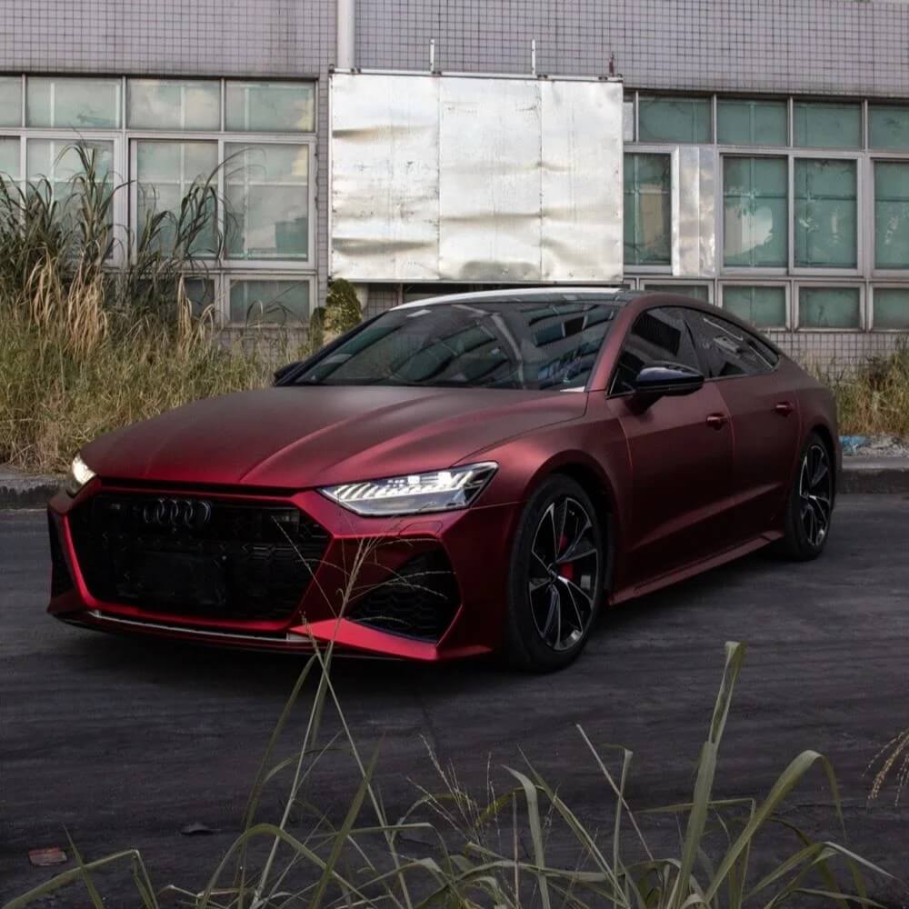 stain chrome red car wrap