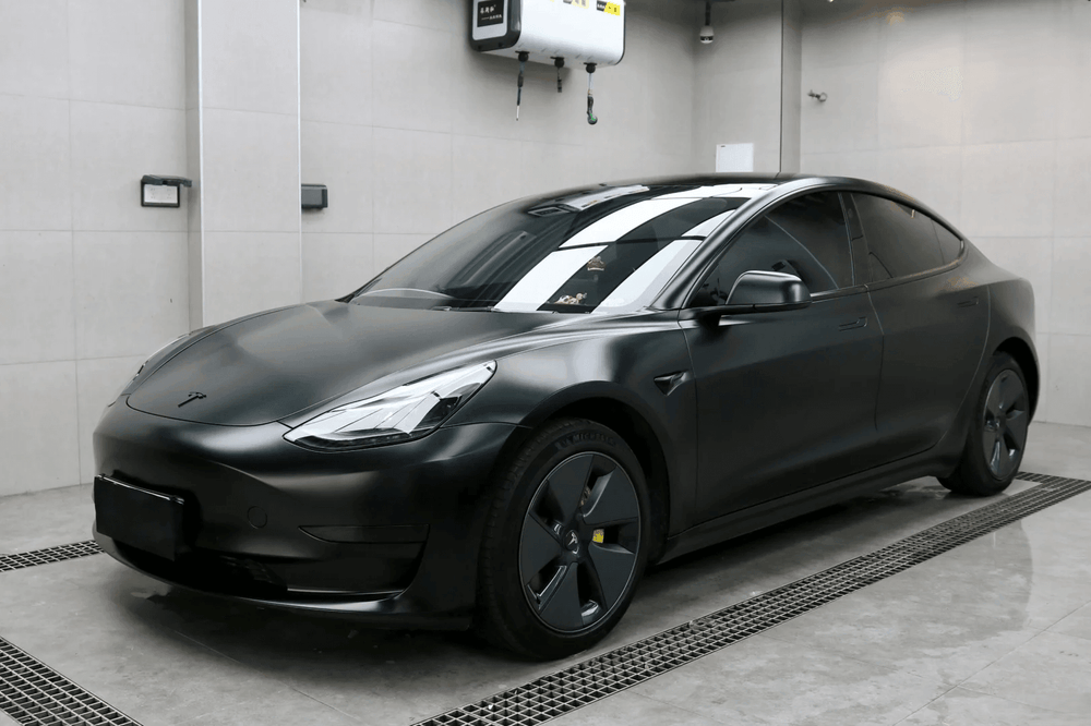 tesla Satin Ceramic Black Vinyl Wrap
