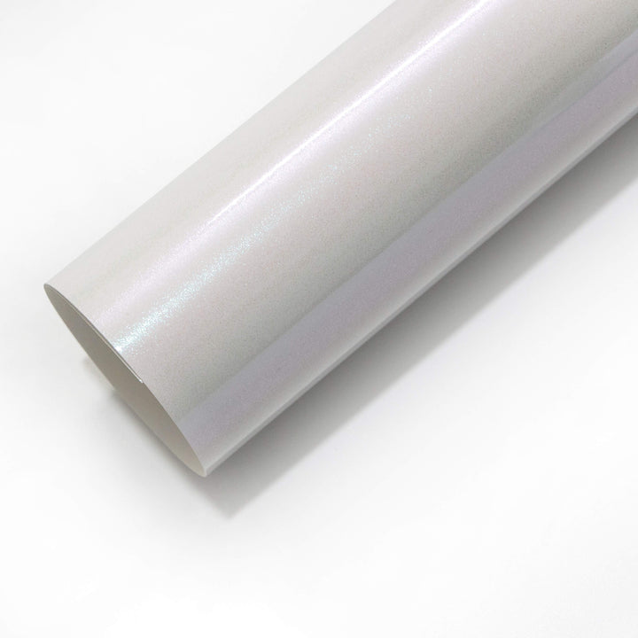 Glossy White Chameleon White Blue Vinyl Wrap