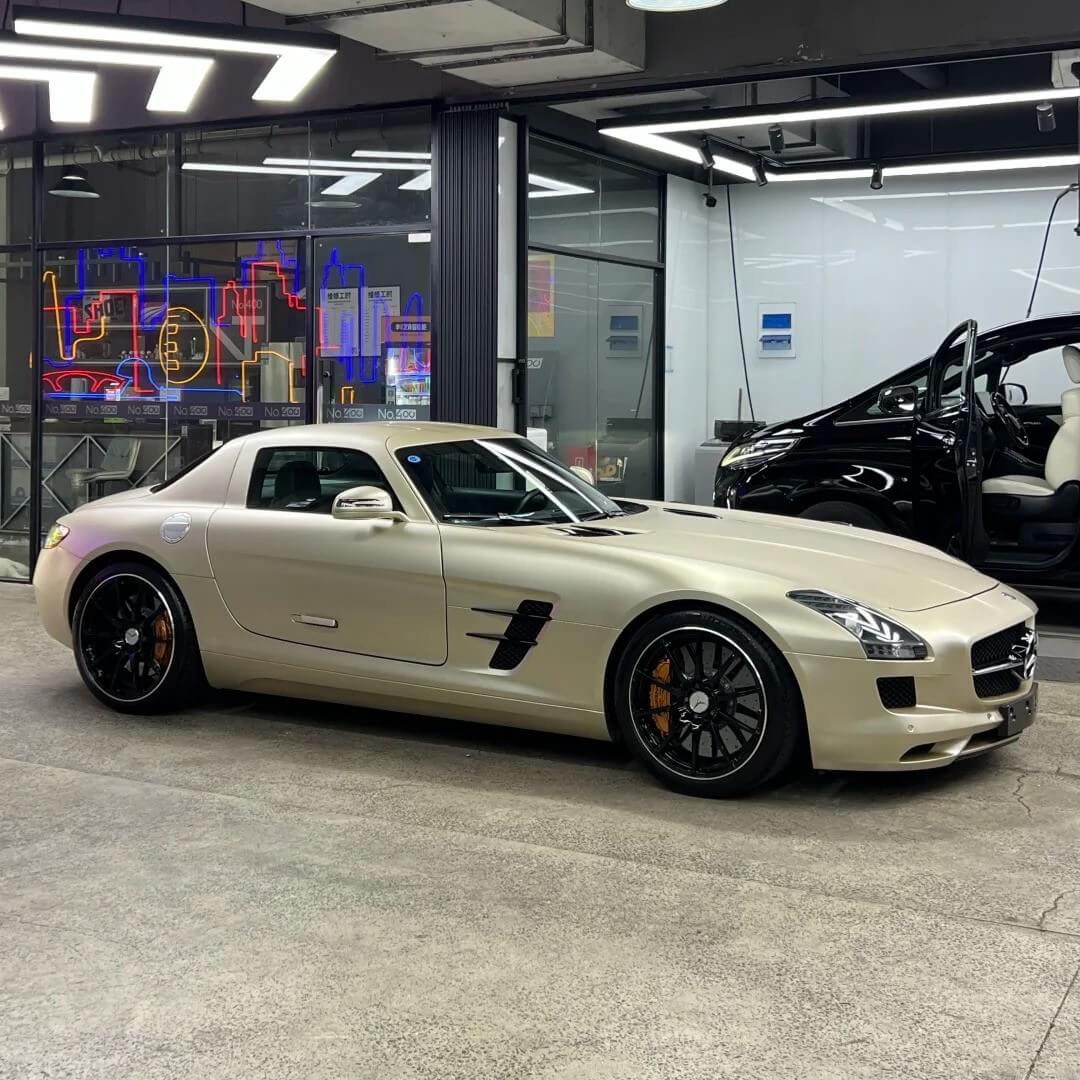 AMG SLS champagne bronze car wrap