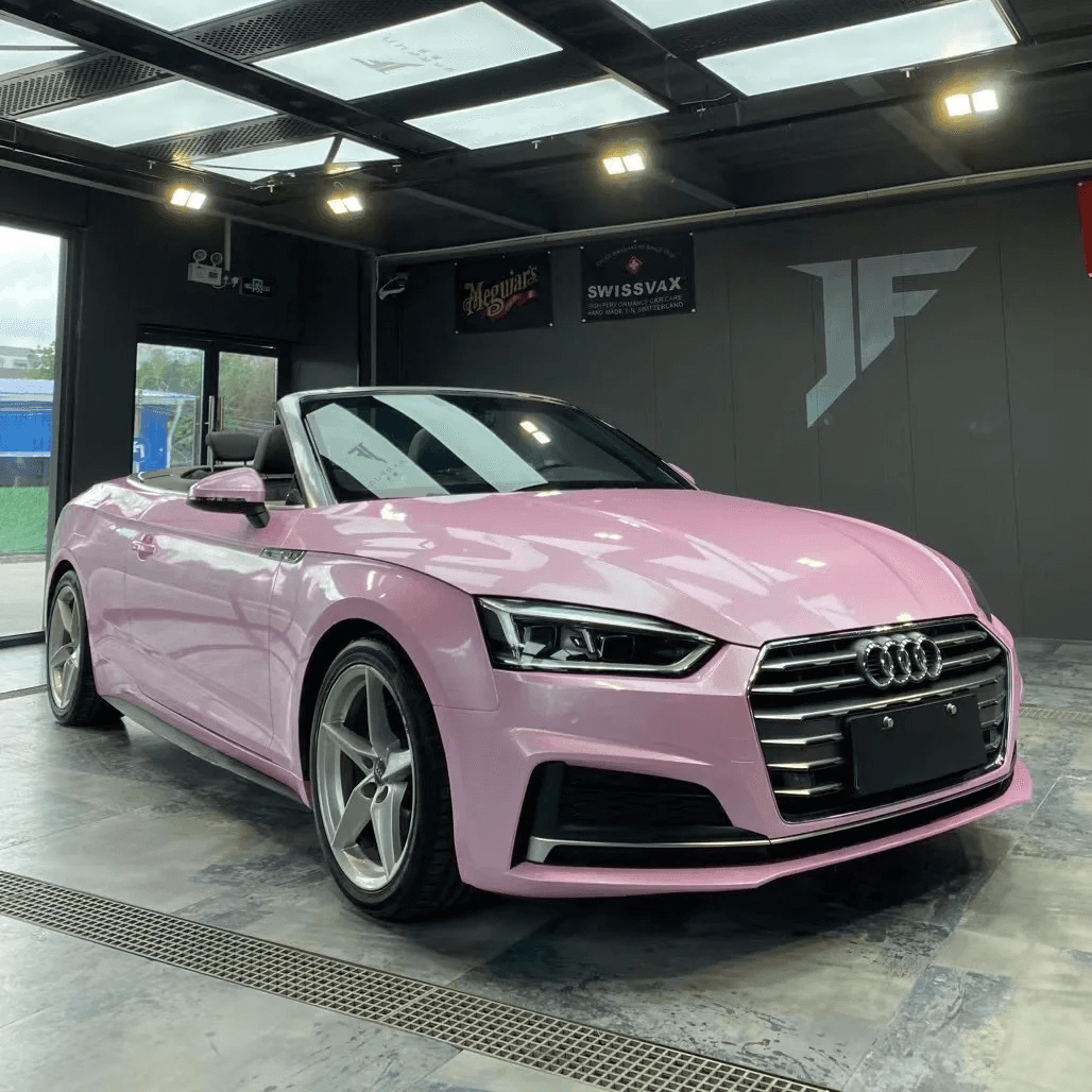 Audi A5 Macaron Sakura Pink Vinyl Wrapping