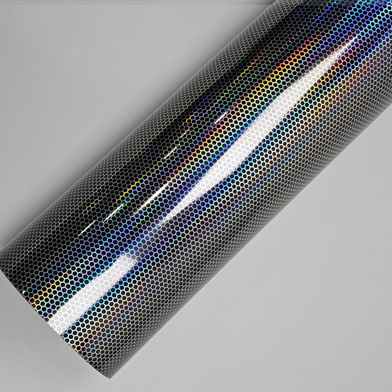 Black Holographic Honeycomb Headlight Tint Film