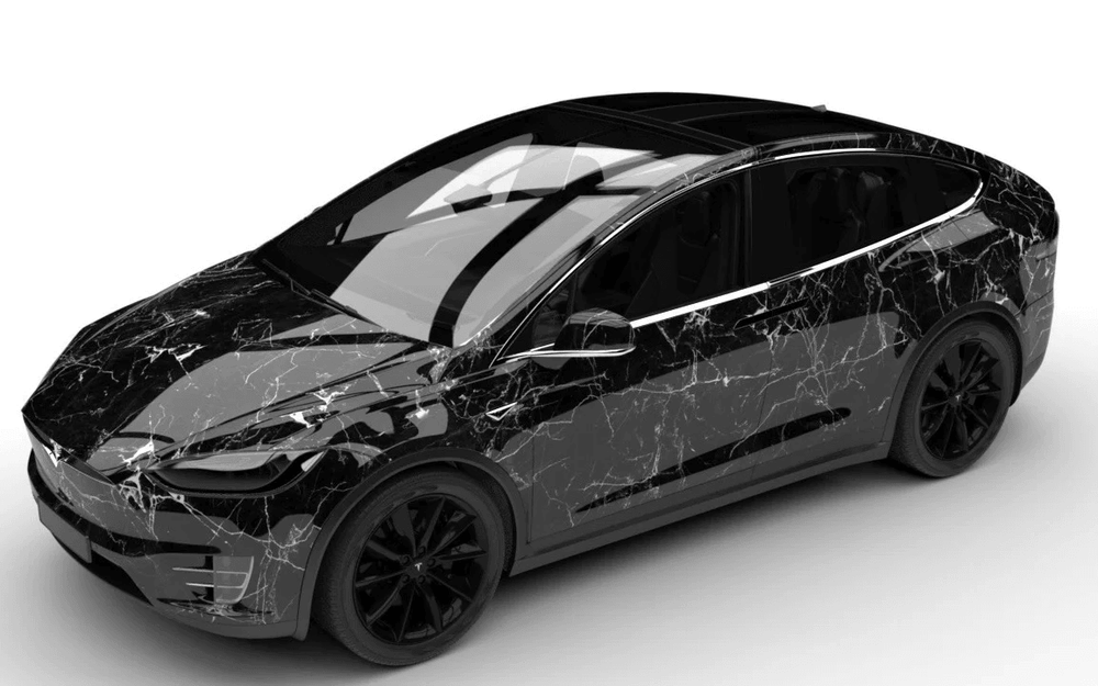 Black Marble Tesla Model Y Wrap