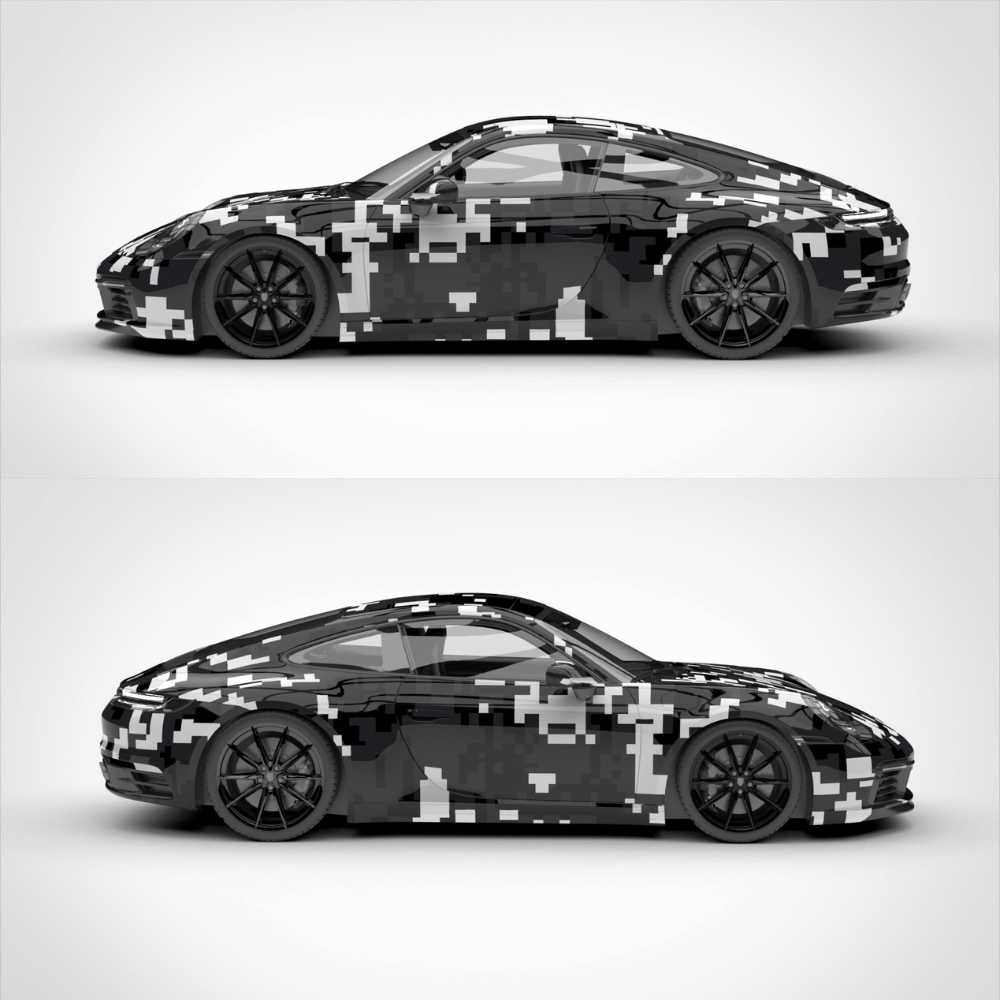 Black White Digital Camo Car Wrap