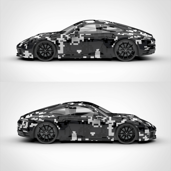 Black White Digital Camo Car Wrap