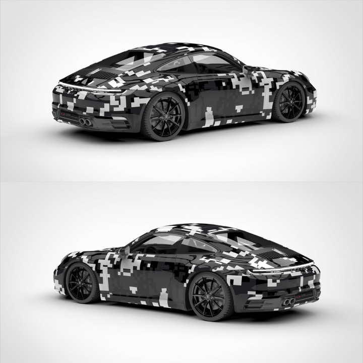Black White Digital Camo Vehicle Wrap