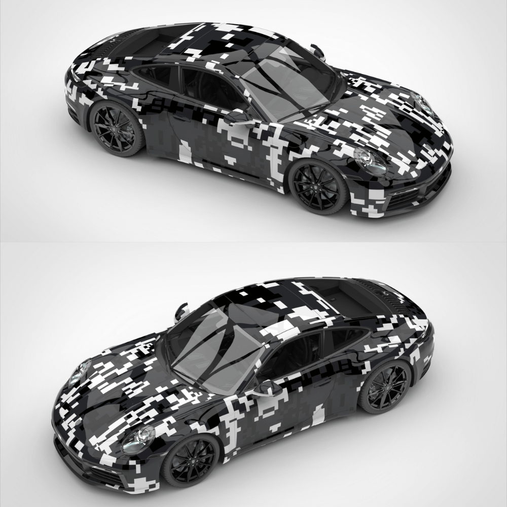 Black White Digital Camo Wrap