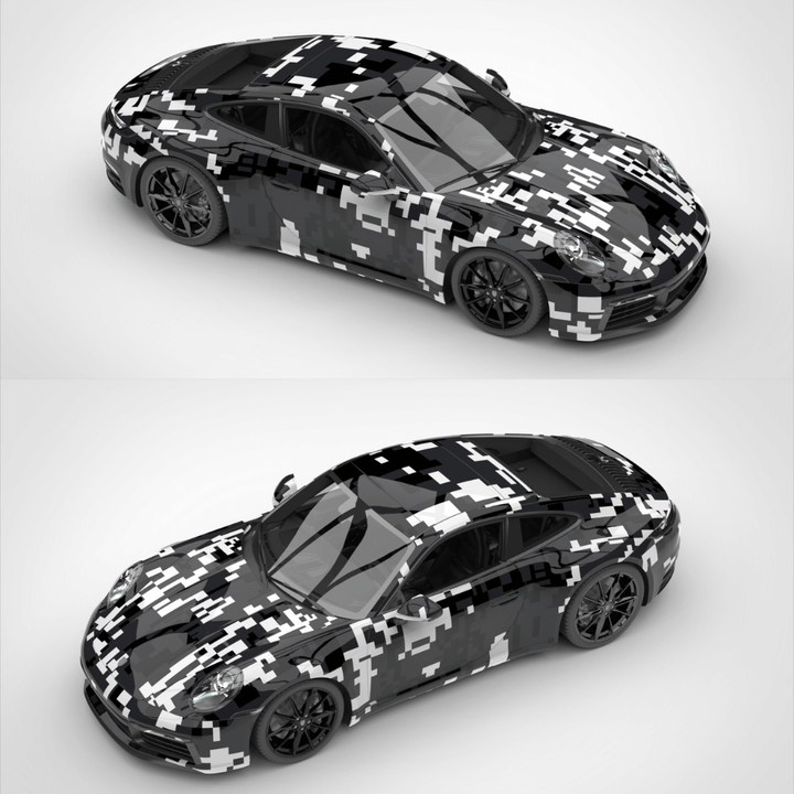 Black White Digital Camo Wrap