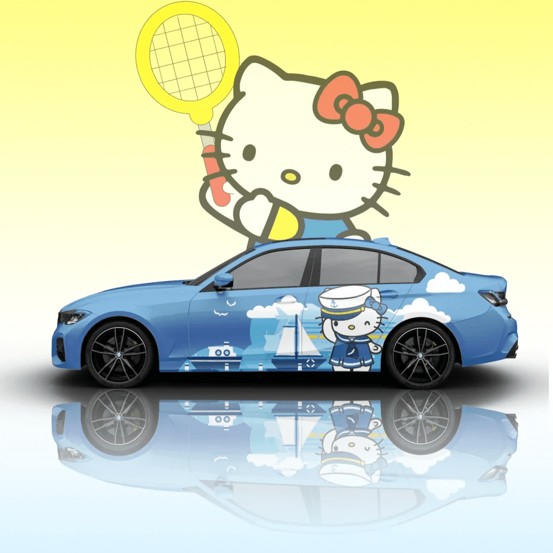 Blue Hello Kitty Car Wrap