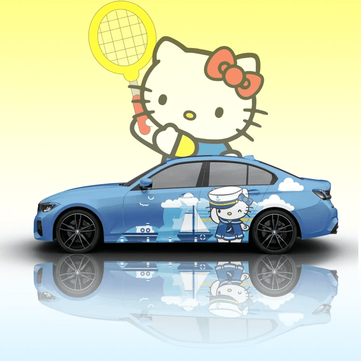 Blue Hello Kitty Car Wrap