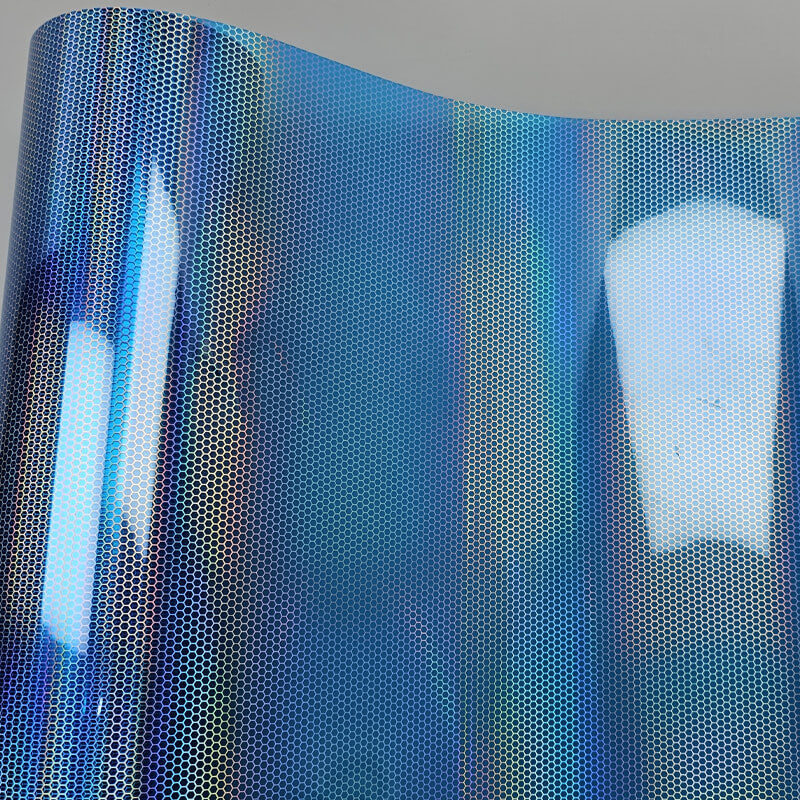 Blue Holographic Honeycomb Headlight Tint Film