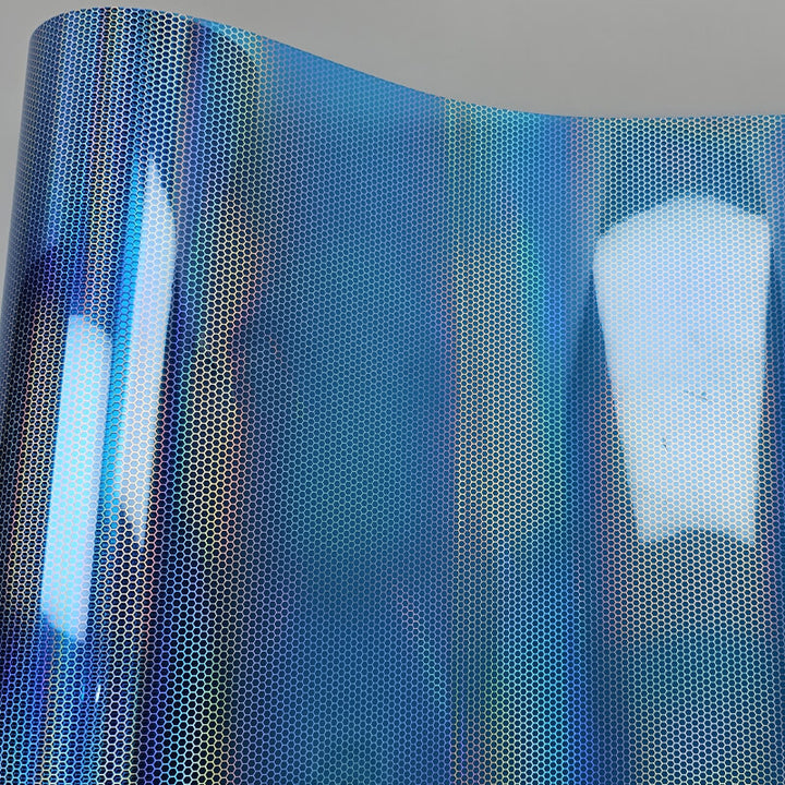 Blue Holographic Honeycomb Headlight Tint Film