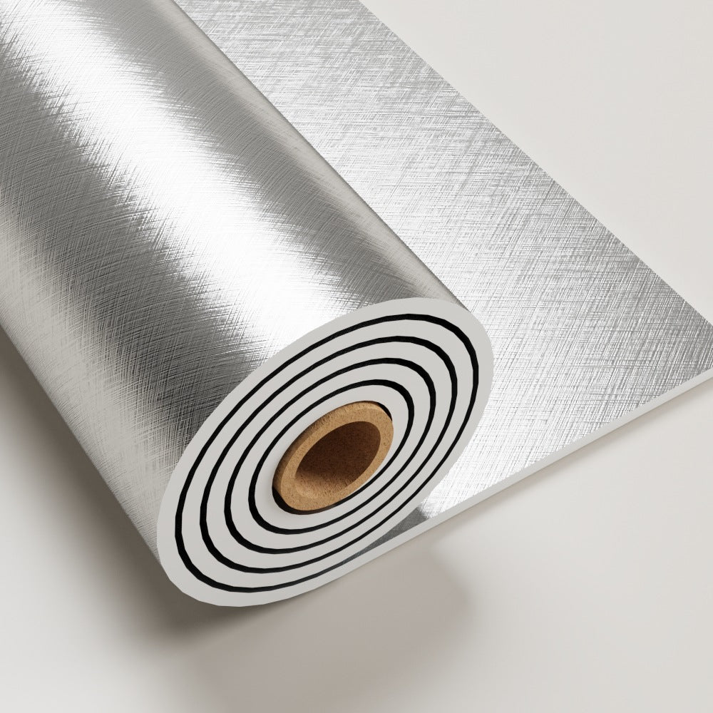 Brushed Metal Shuttle Weave Silver Wallpaper Wrap