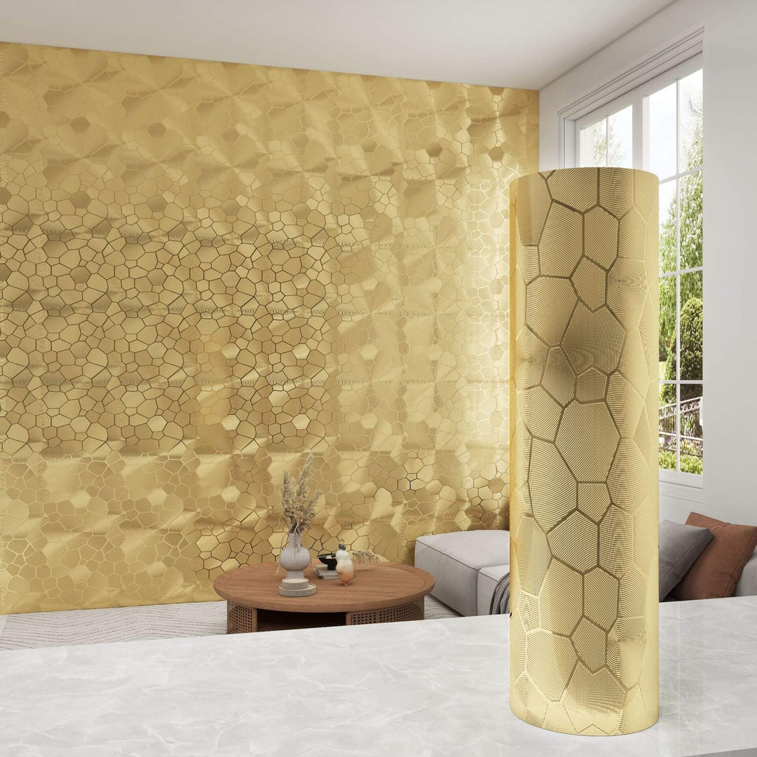 Champagne Gold Scales Metal Textured Wallpaper