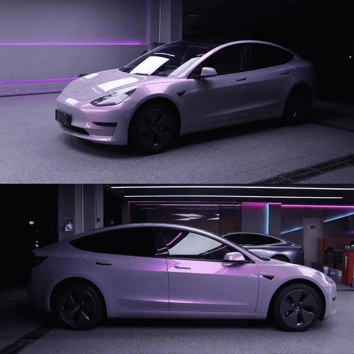 Tesla model 3 color shift purple car wraps