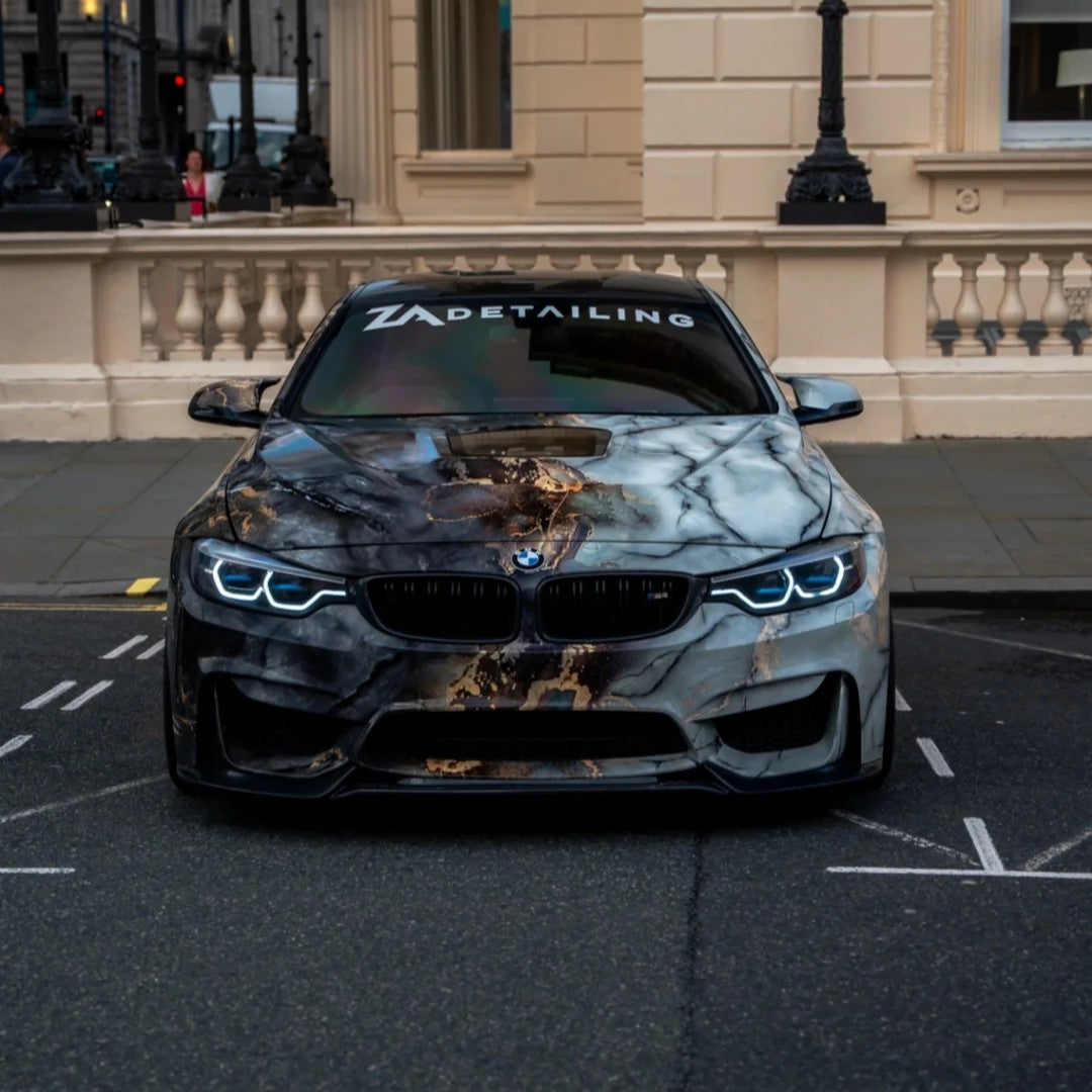 Custom Black and White Marble Car Wrap