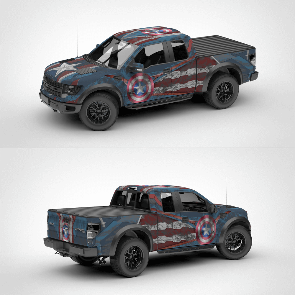 Custom Captain America Rust Car Wrap