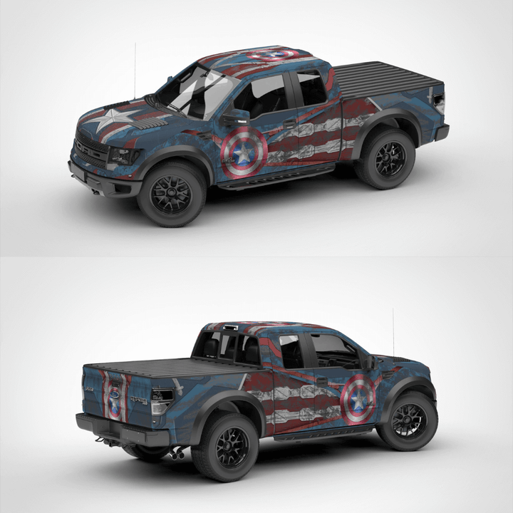 Custom Captain America Rust Car Wrap