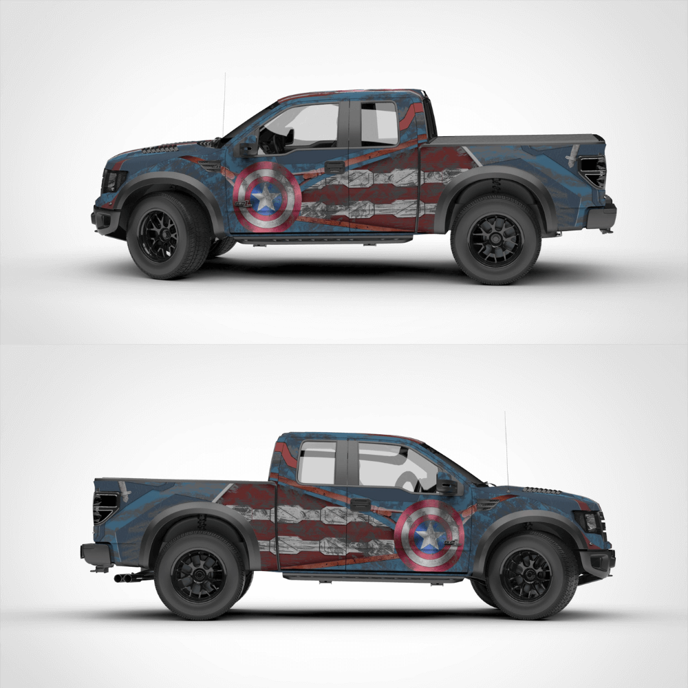 Custom Captain America Rust Vinyl Wrap