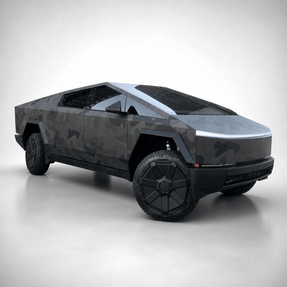 Cybertruck Black Gray Camouflage Vinyl Wrap