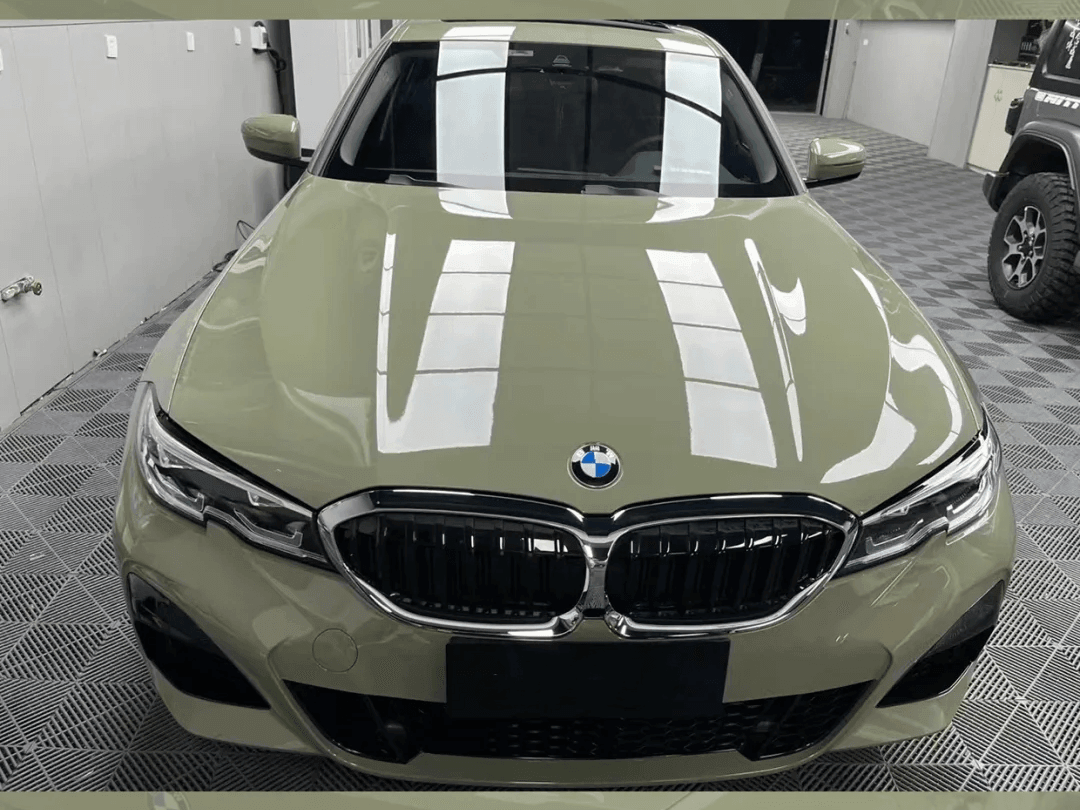 Gloss Crystal Khaki Green Vinyl Wrap for BMW