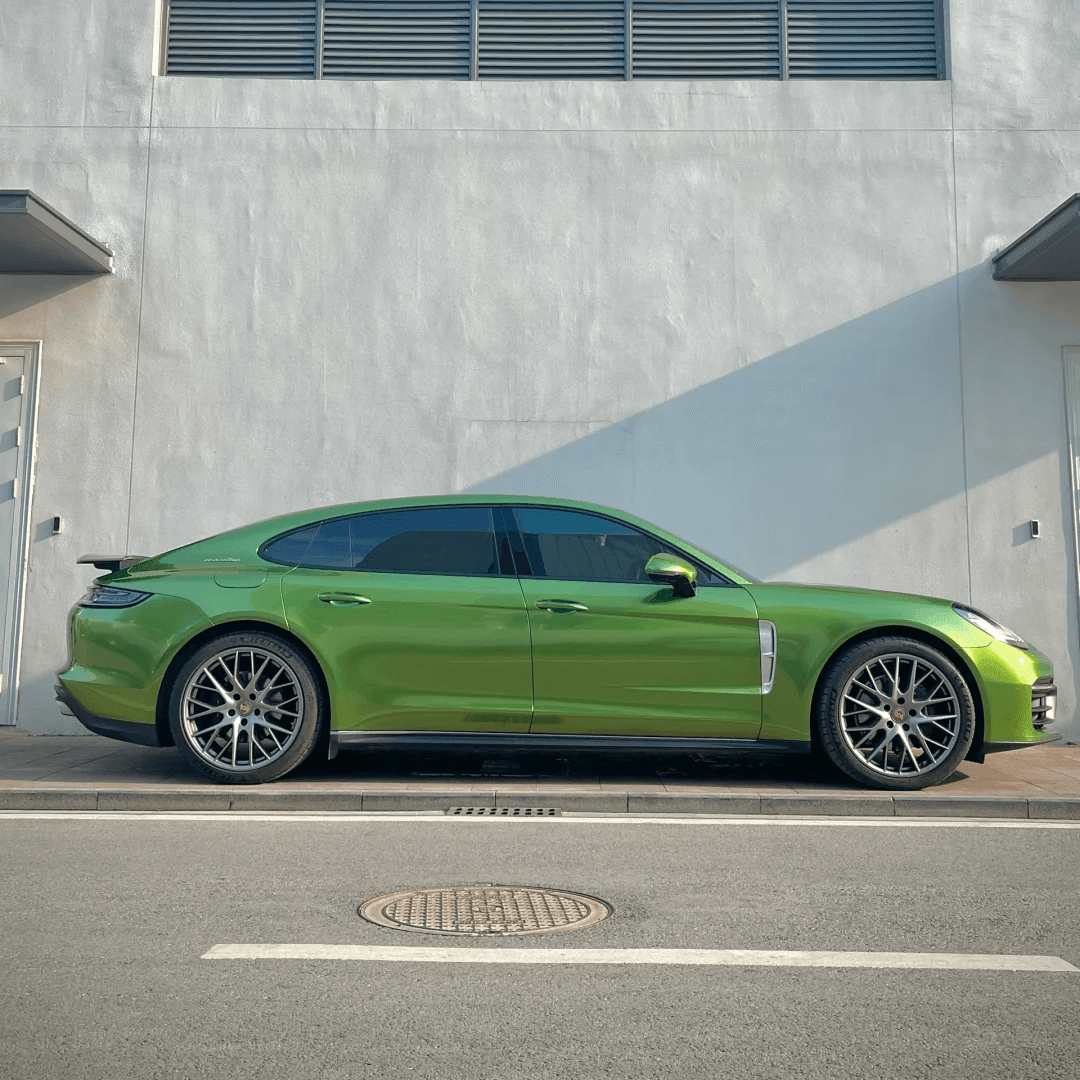 Gloss Metallic Mamba Green Vinyl Wrap for Porsche Panamera