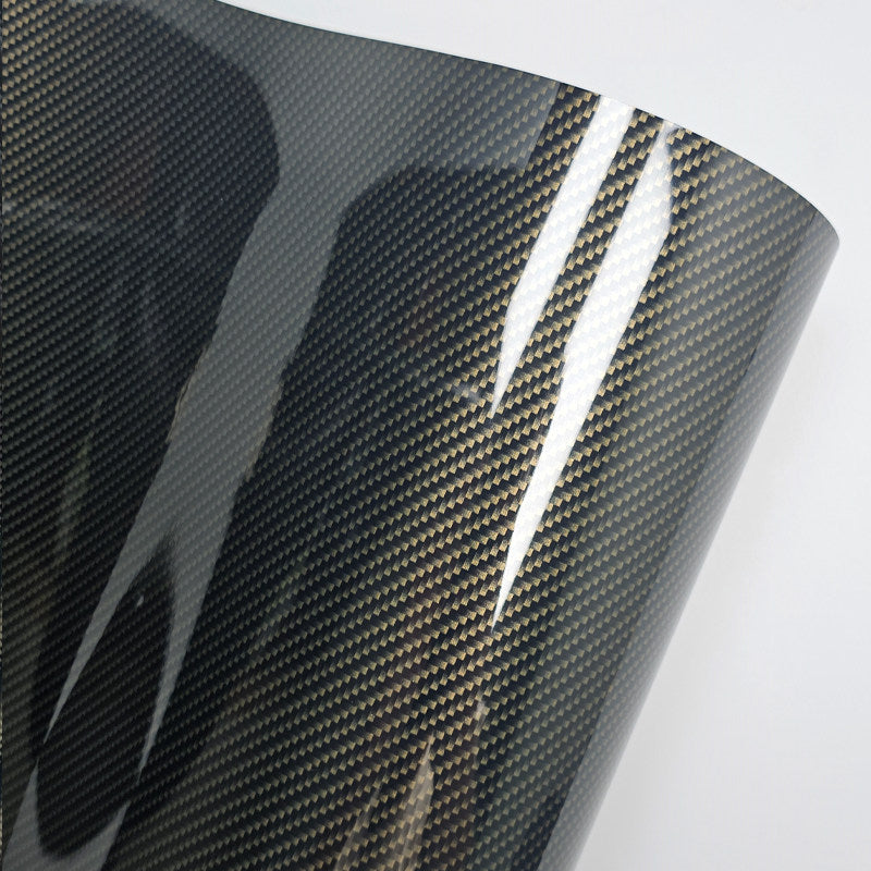 Gloss Black Gold Carbon Fiber Wrap