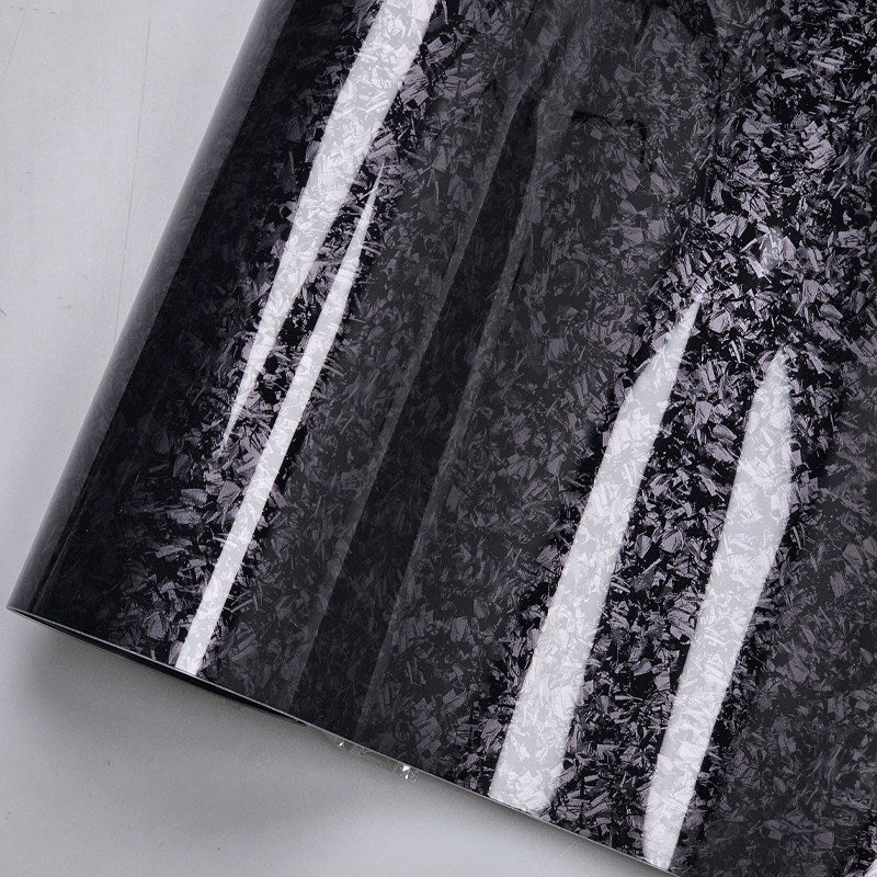 Gloss Black Marbled Carbon Fiber Vinyl Wrap