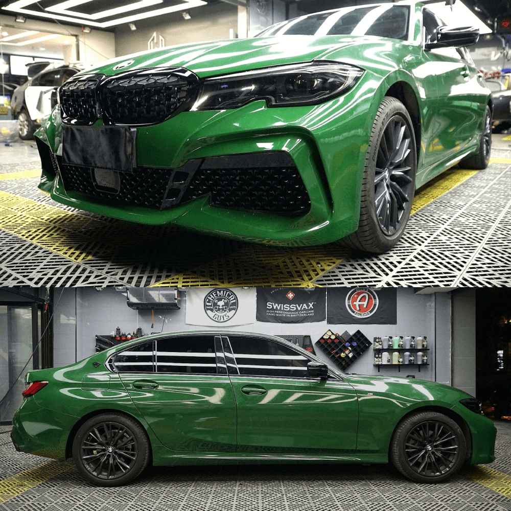 Glossy British Racing Green Car Wrap