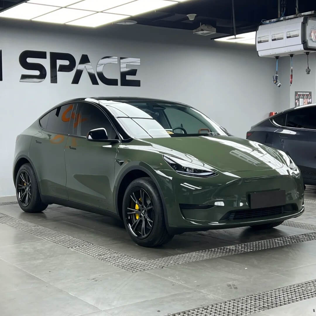 Glossy Dark Olive Green Car Wrap