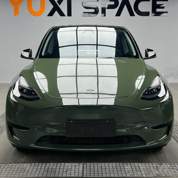 Glossy Dark Olive Green Tesla Color PPF