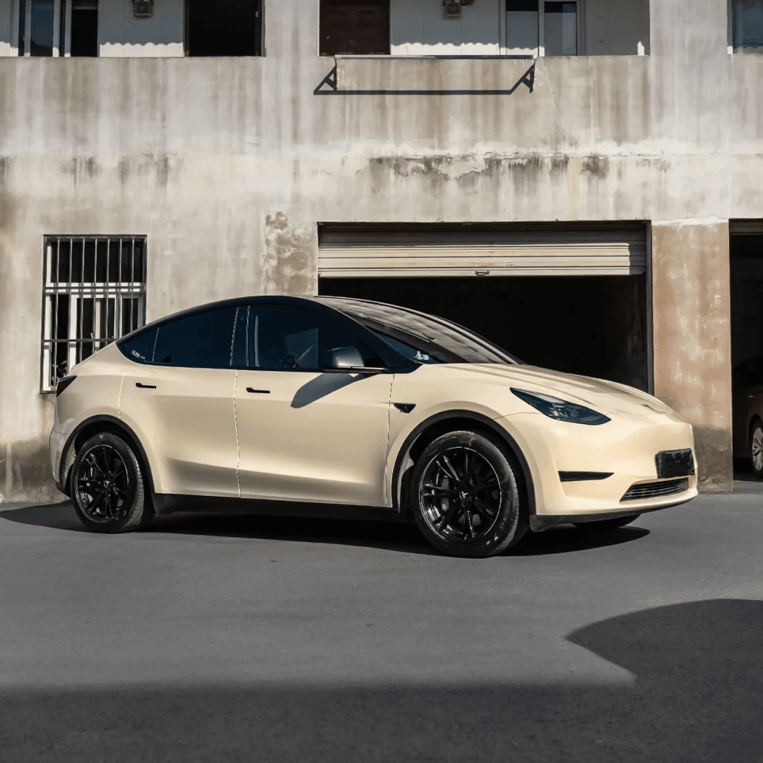 Glossy Khaki Beige Tesla Model Y Wrap