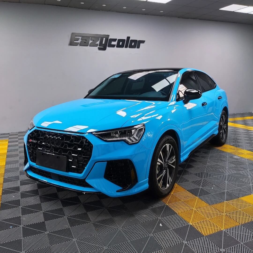 Glossy Skyline Blue Car Wrap