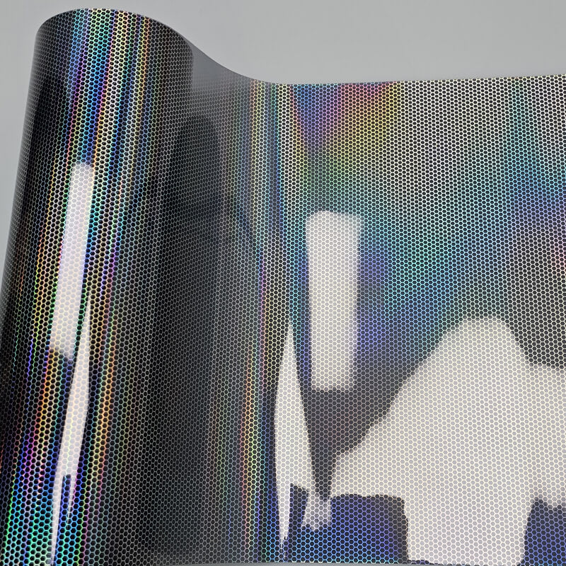 Gray Holographic Honeycomb Headlight Tint Film