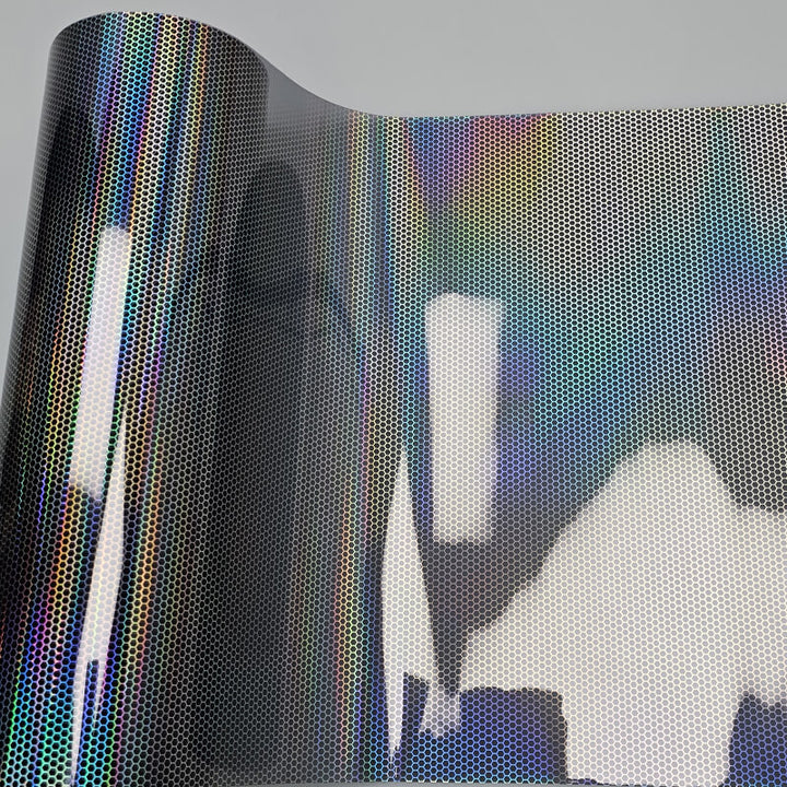 Gray Holographic Honeycomb Headlight Tint Film