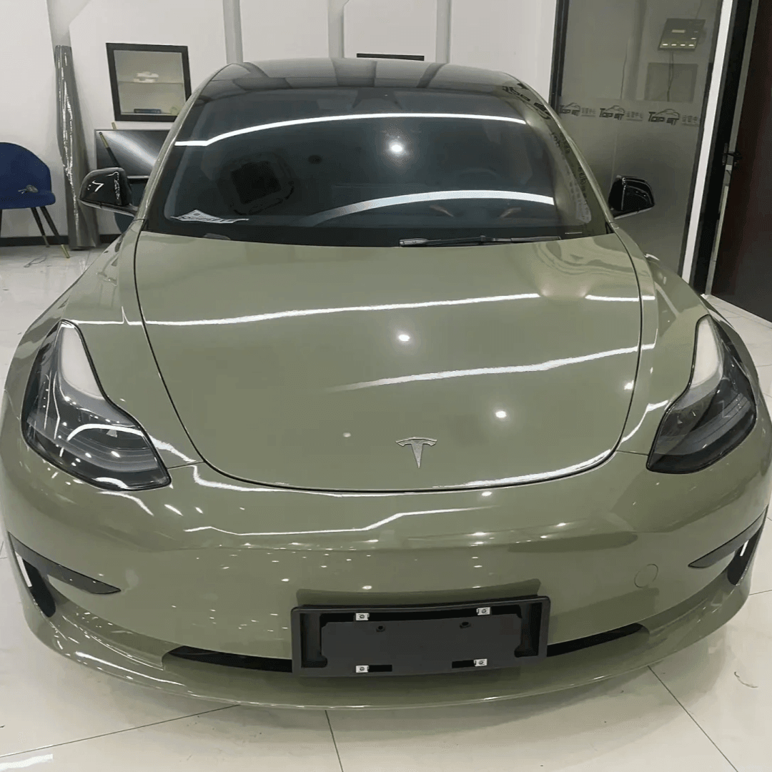 Khaki Green Tesla Model 3