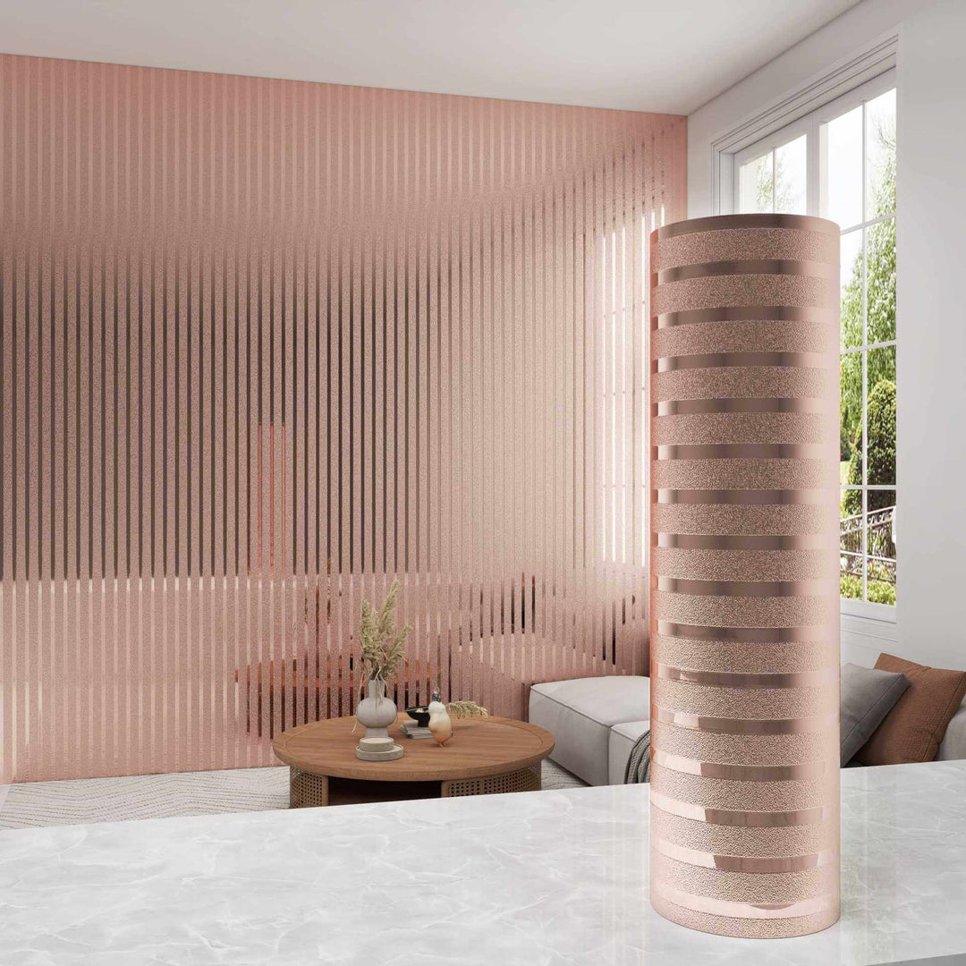 Linear Rose Gold Metal Textured Wallpaper